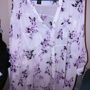 Guaze material button up tunic blouse torrid 3